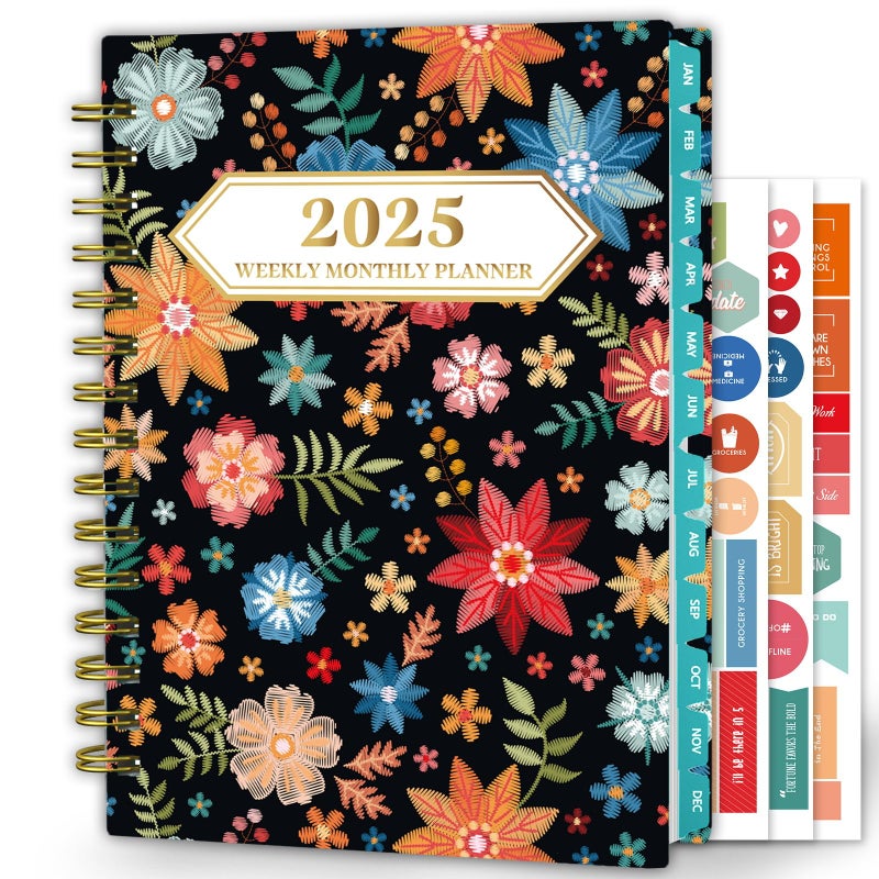 Ymumuda 2025 Planner, 12-Month Daily Weekly Monthly Planner from JAN.2025 to DEC.2025, 8.4"" X 6"", Spiral Planner Notebook with Stickers, Elastic Closure, Inner Pocket - Image 1